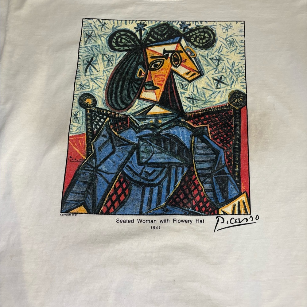 Men's Graphic T-Shirt with Picasso Print - White
